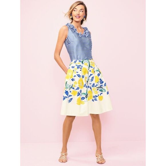 NWT Talbots Size L Blue Stripe Tank Ruffle $79.00 - Picture 3 of 7